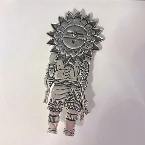 Vintage Fred F. Charley Navajo Kachina Dancer Brooch 925 Sterling Sliver Signed - Picture 2 of 5